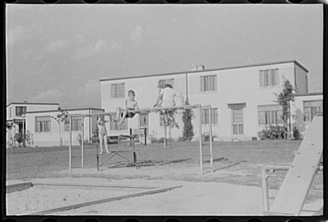 Photo:Greenbelt Maryland 1930s FSA Children Playground Apartment Houses