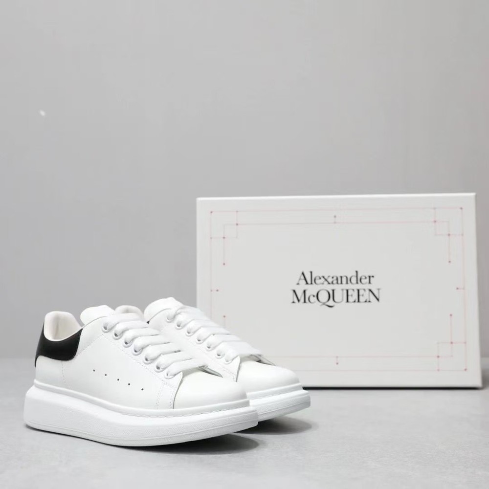 Alexander McQueen Oversized Sneakers White Black Heel Men's Platform Leather Cas