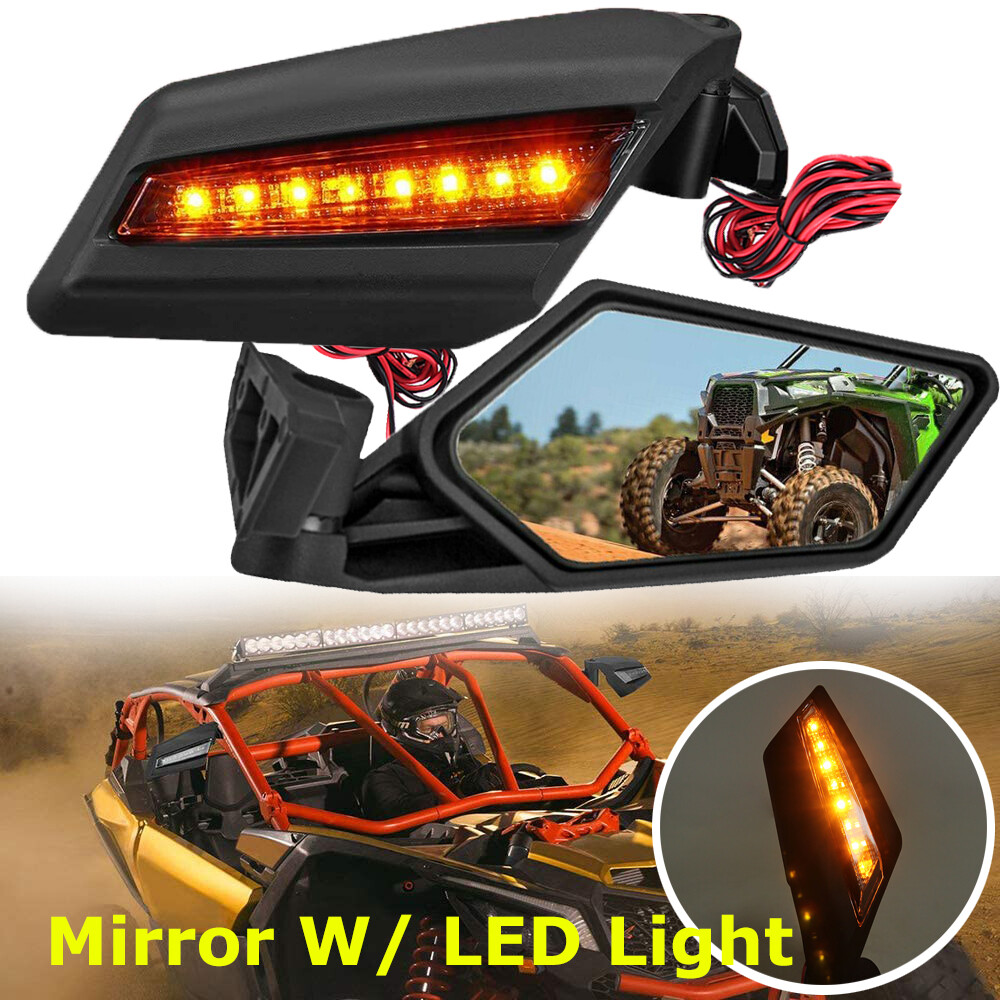 For 2017-2025 Can Am Maverick X3 XRS XDS MAX LED Racing Rear View Side Mirrors