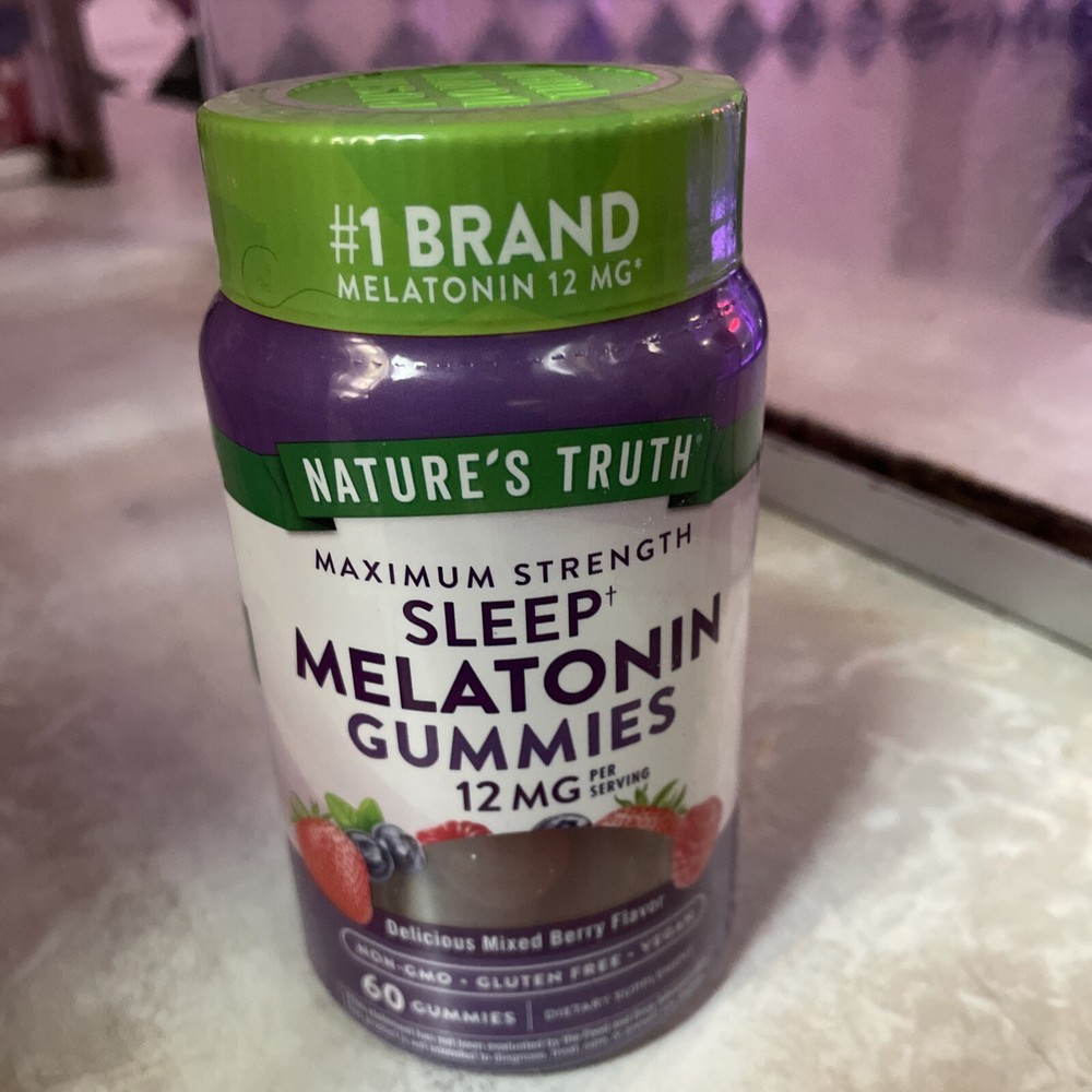 Melatonin Gummies 12mg | 60 Count | Vegan, Berry Flavor Exp 06/26