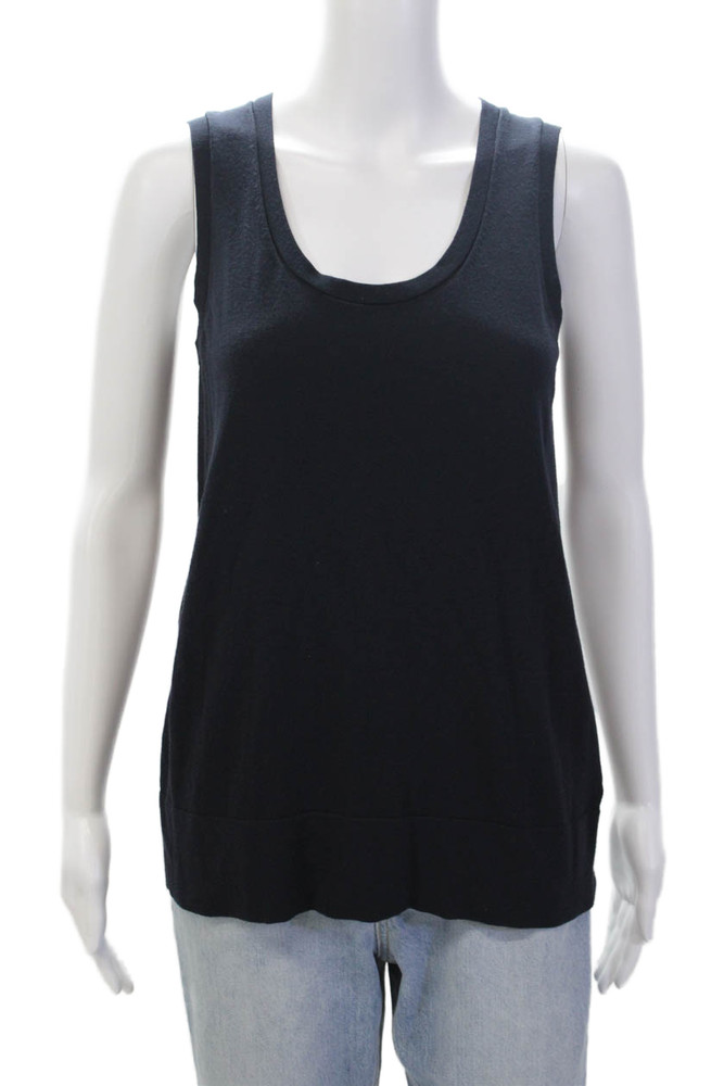 Lafayette 148 New York Women's Scoop Neck Sleeveless Tank Top Blue Size SFree Shipping in US $100+ Orders | $6.95 Orders Below