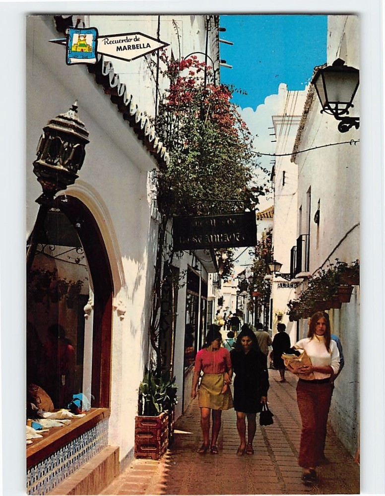 Postcard Typical Street Scene Marbella Spain