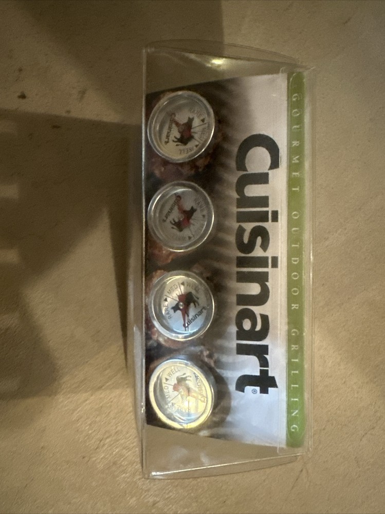 Cuisinart Outdoor Steak Thermometers Set of 4 Stainless Steel Design New In Box