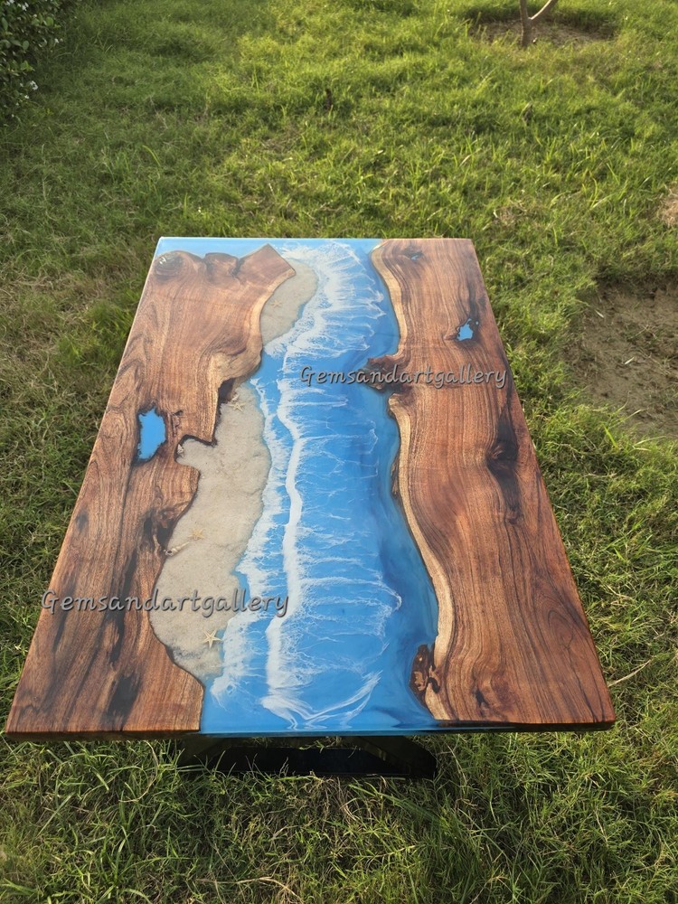 Customizable Epoxy and Acacia Wood Table Top for Dining or Coffee Tables-image