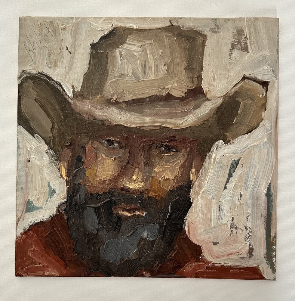 Cowboy Western Oil Painting: Horse Original Artwork Ranch Semi Abstract Fine Art