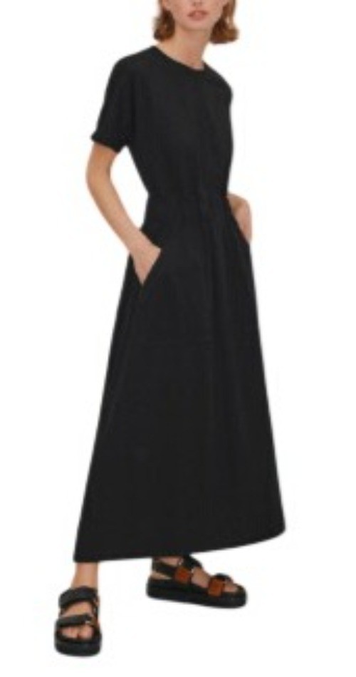 ME+EM Women's Size 12 Gather Back Maxi T-Shirt Dress Black Short Sleeve