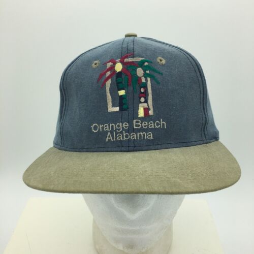 Orange Beach Alabama Abstract Palm Trees Stonewashed Embroidered Snapback Hat-image