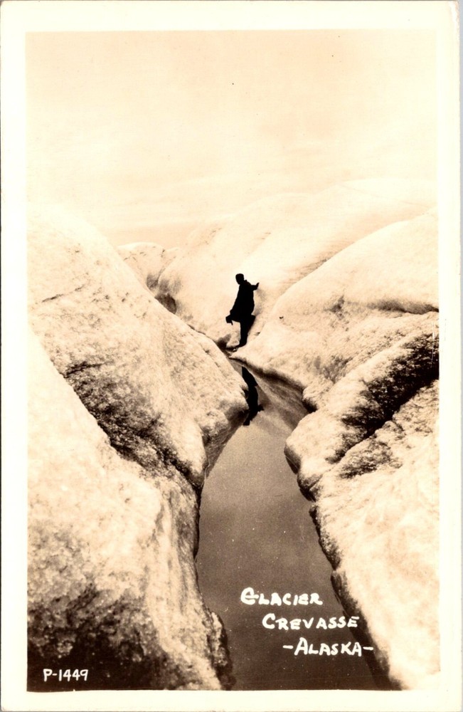 RPPC, Glacier Crevasse AK Vintage Postcard A72