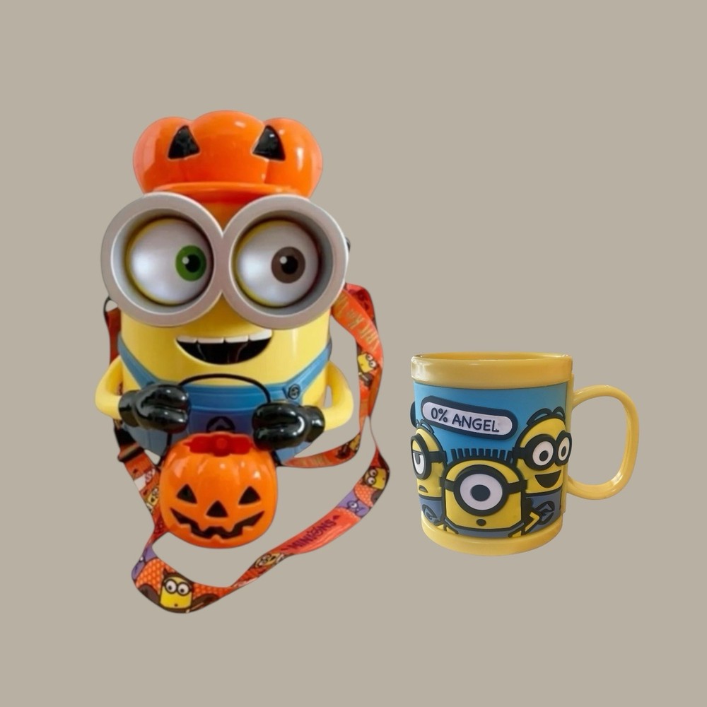 Universal Studios Minions Bob Halloween Popcorn Bucket w/ Removable Strap + Mug