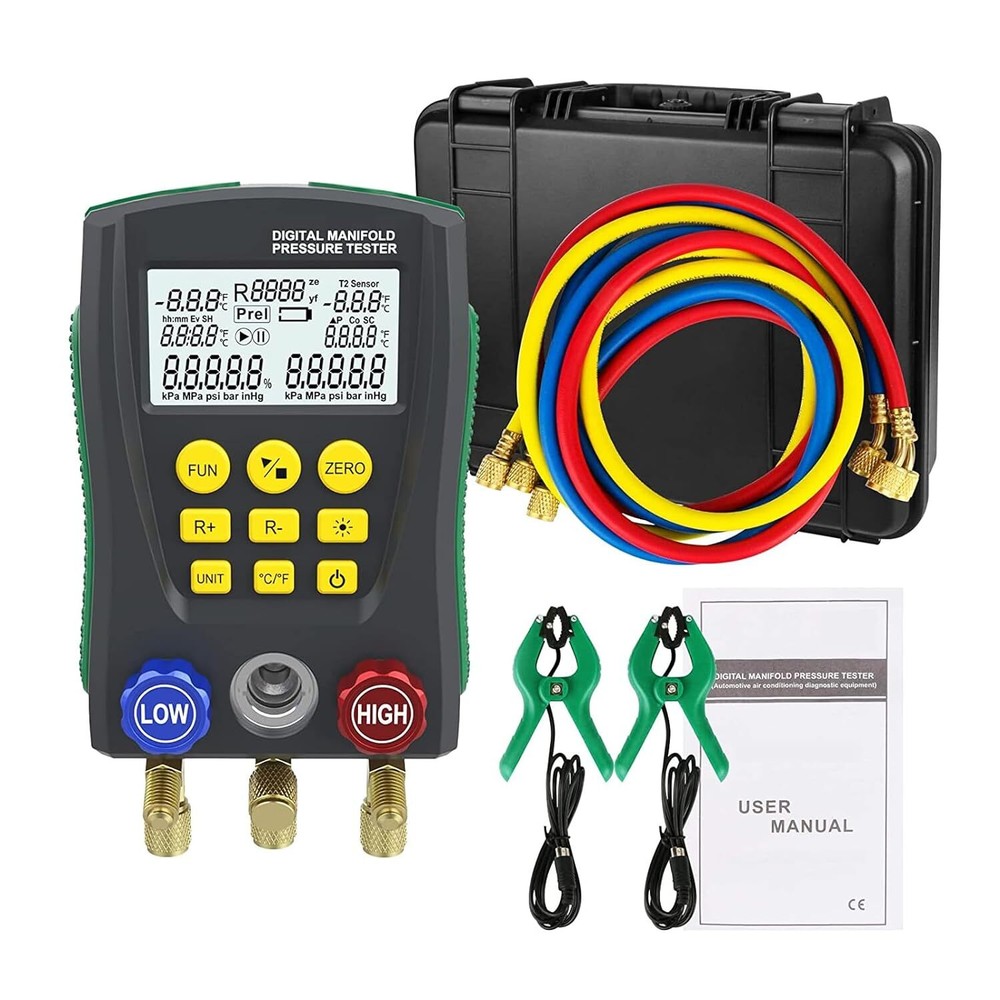 Digital Manifold Gauge Set Refrigeration Vacuum Pressure Tester for HVAC System