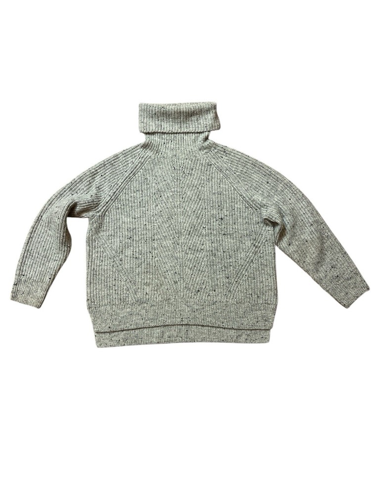 Madewell Sadler Turtleneck Sweater Grey Wool Blend Boxy Knit Women's Size XL
