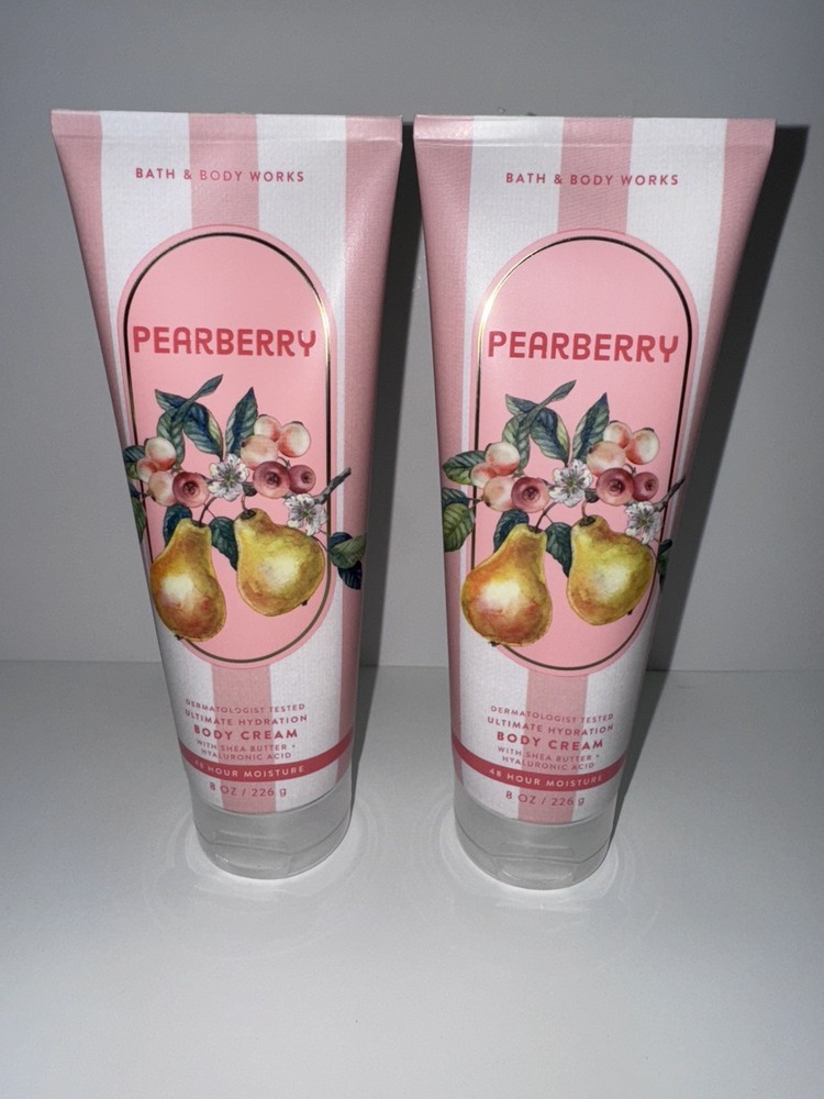 Bath Body Works PEARBERRY 8 oz Body Cream Lotion - 2 PACK
