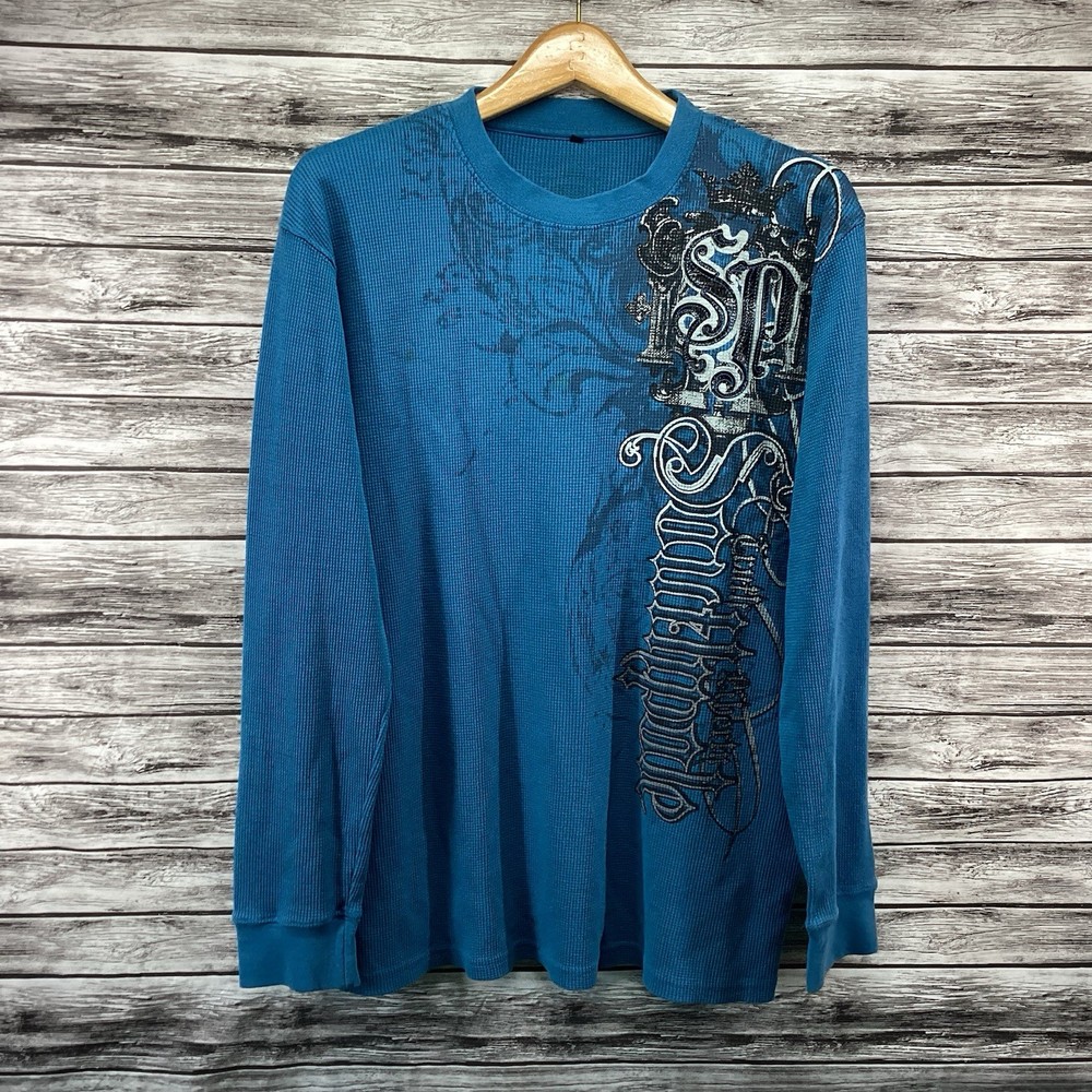 Vintage Southpole Thermal Shirt Mens XL Blue Long Sleeve Skate Hip Hop Y2K