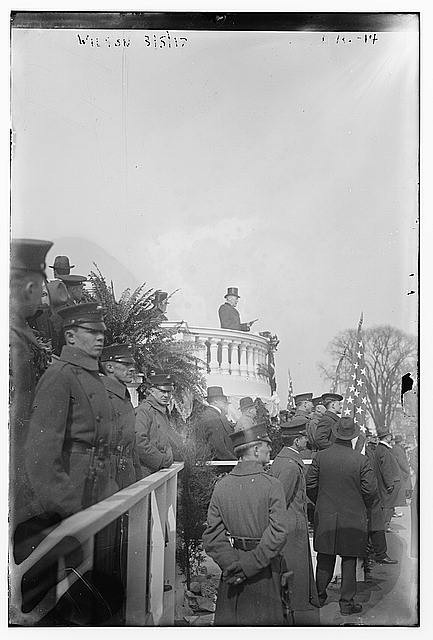 President Woodrow Wilson -- 1917,speaking,American flag,Bain News Service