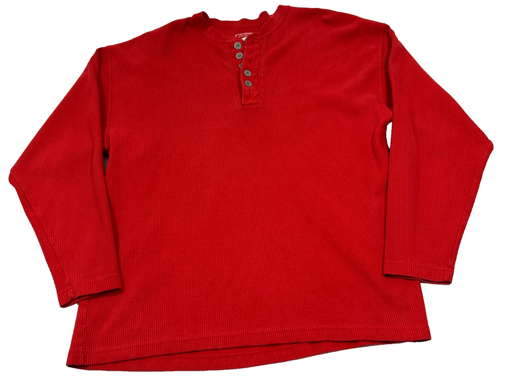 Vintage Marlboro Henley Thermal Shirt Mens L Red Waffle Knit USA 90s EUC Outdoor