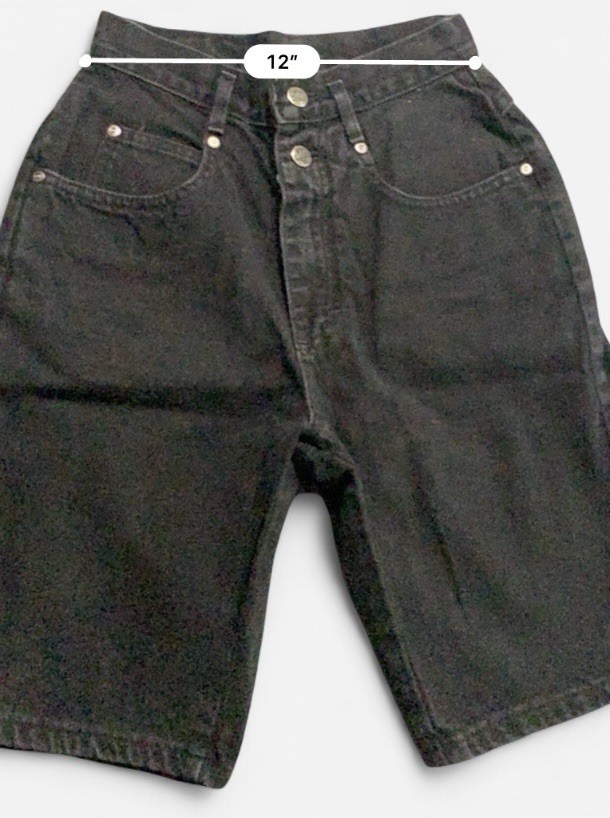 Vintage High Waisted 90s Lee Black Denim Jean Shorts With Double Button Detail