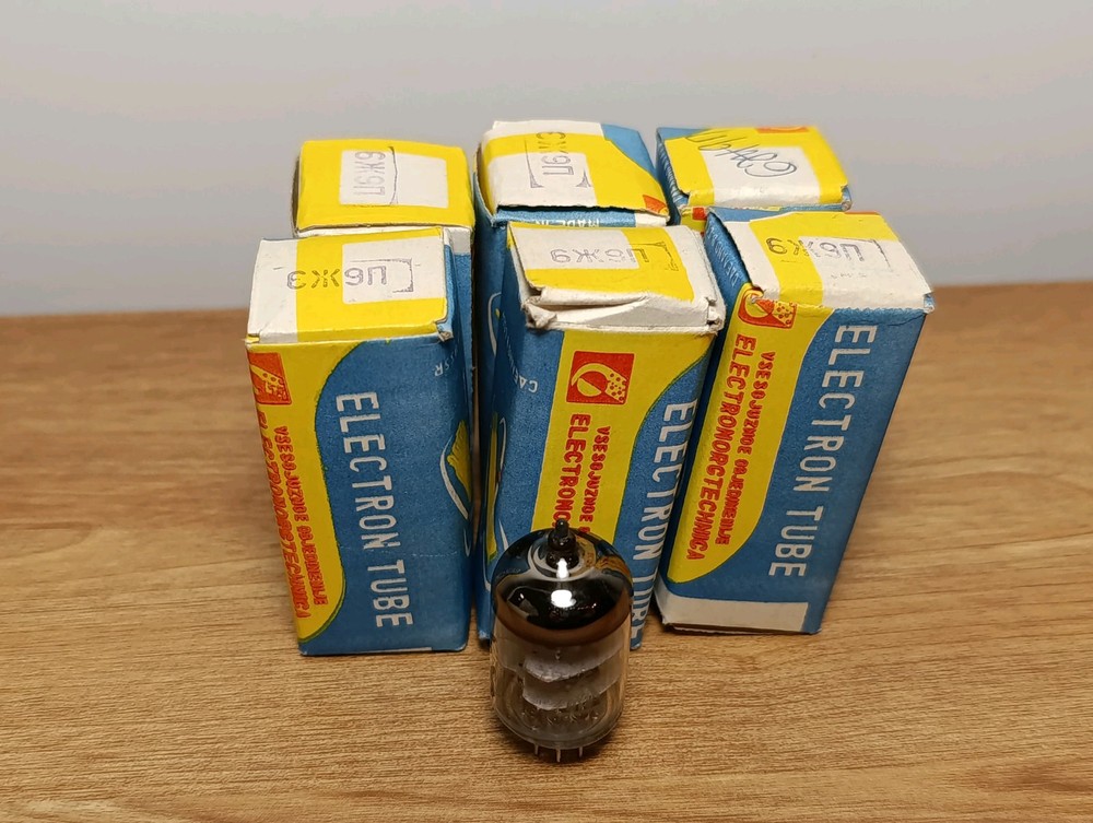 6 Pcs. 6J9P radio tubes ( 6Ж9П e180f 7788 ) Soviet ) USSR HF Pentode vintage NOS