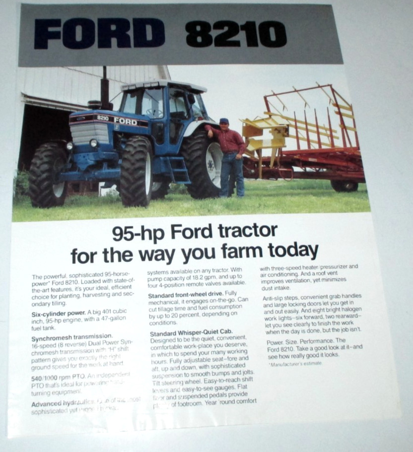 Ford 8210 Tractor Sales Brochure Spec Sheet Literature Advertising AD-2689 NH