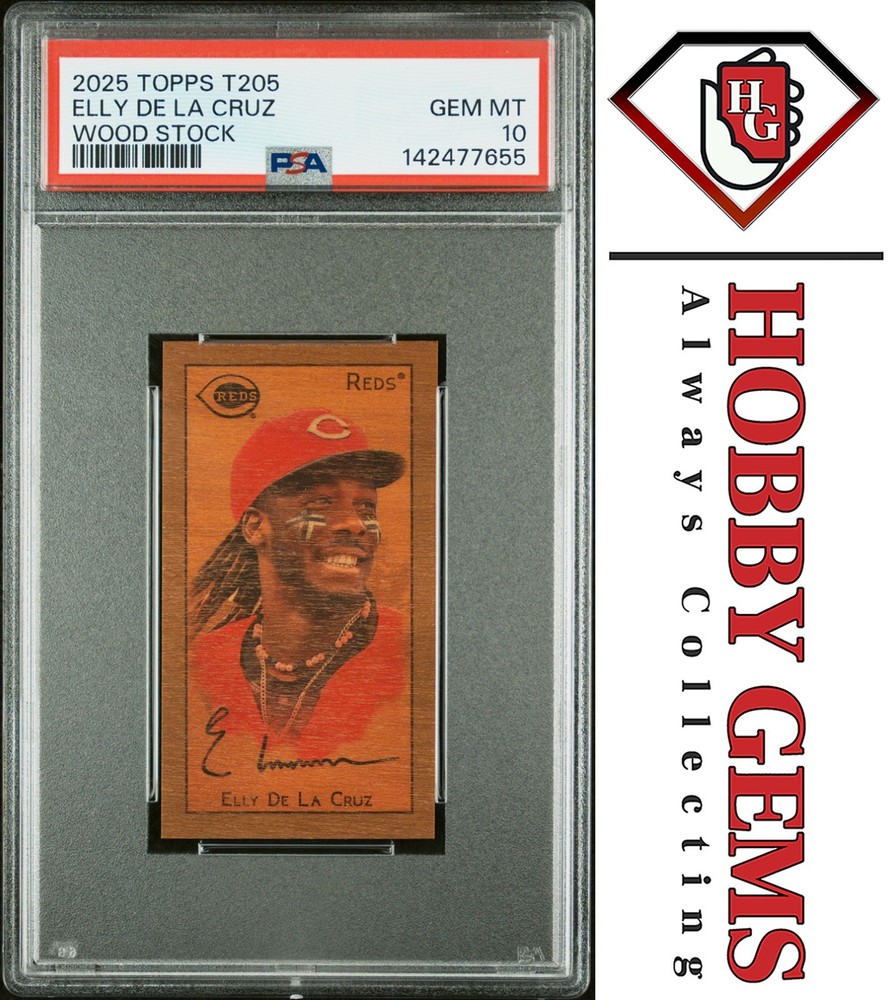 ELLY DE LA CRUZ PSA 10 2025 Topps T205 Wood Stock Print Run 20