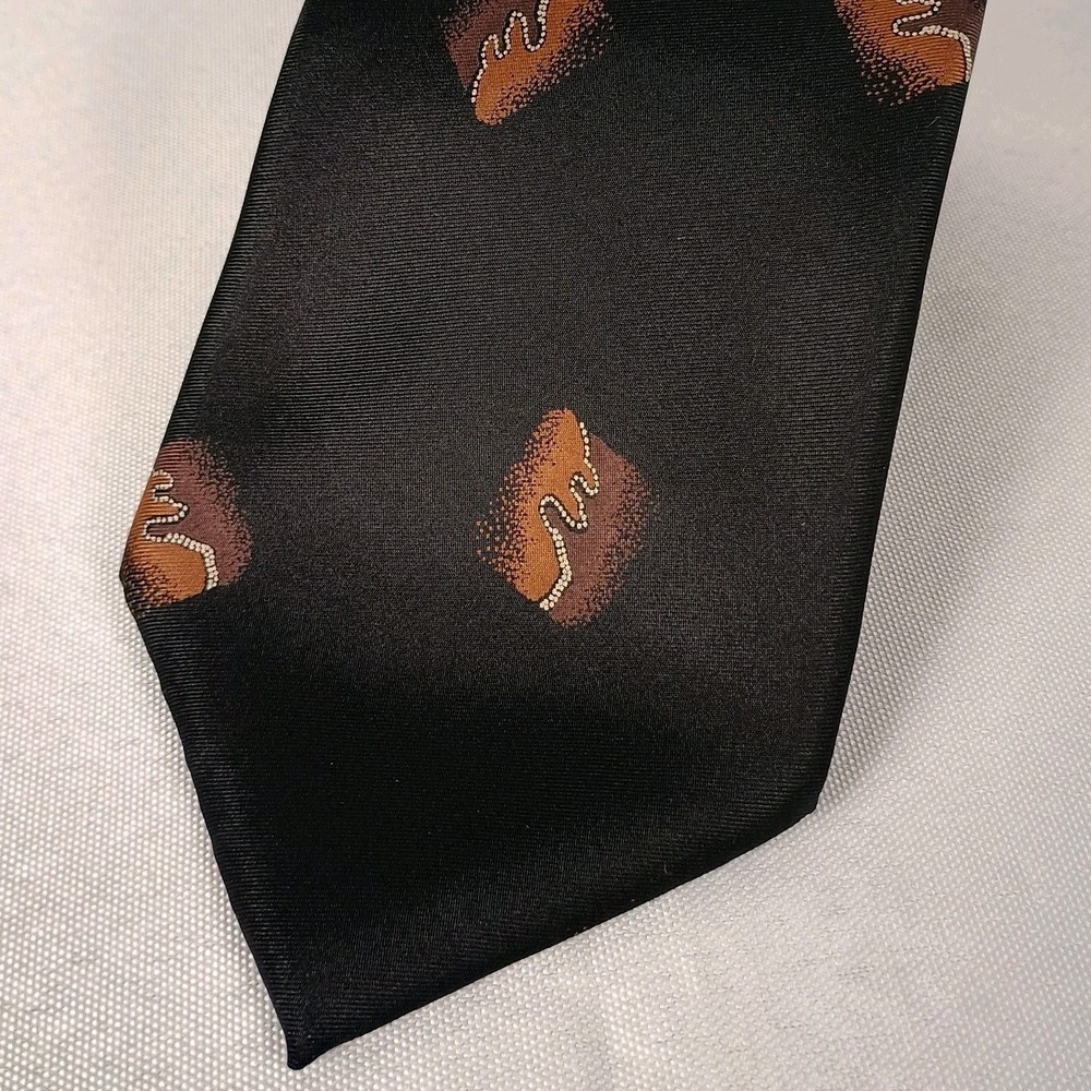 Guy Laroche Paris Abstract Silk Tie Black Brown Made in USA Imported