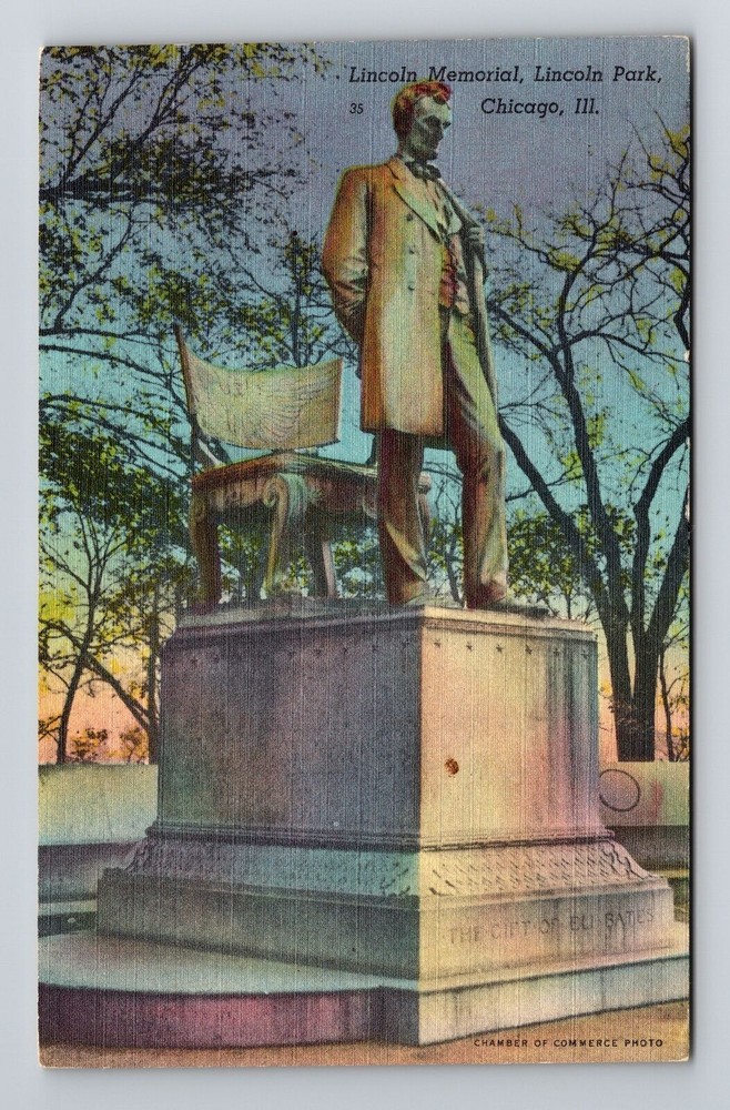 Chicago IL-Illinois, Lincoln Memorial, Lincoln Park, Vintage Postcard