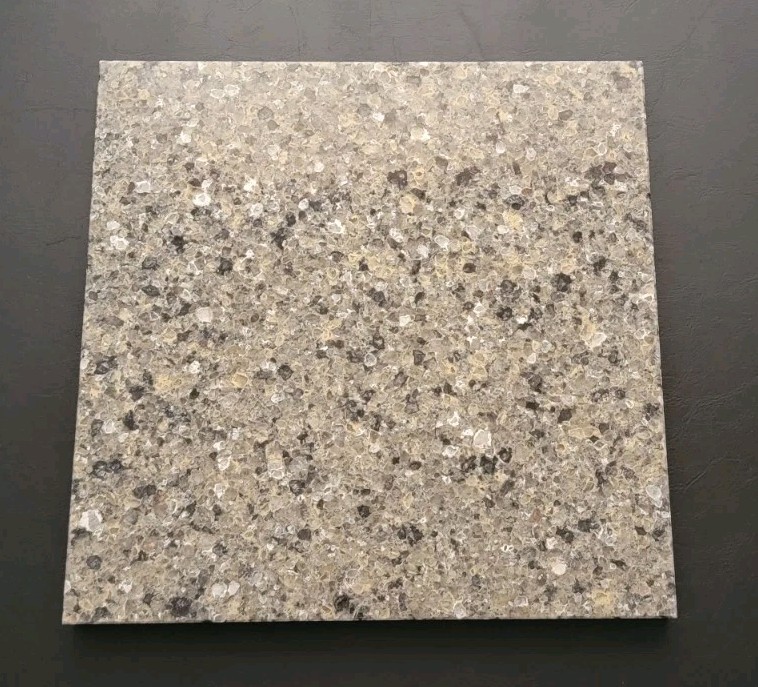 Large Polished Square Faux Green-Gray Granite Slab for Display Craft Art