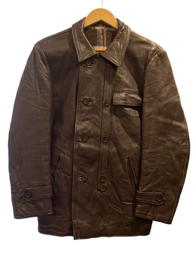 French Vintage/60S /Corbusier Jacket/Leather Jacket/Brown/Plain// 11101