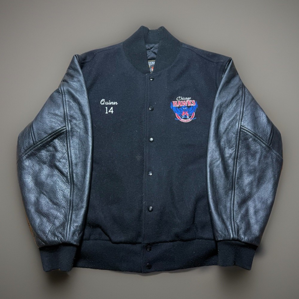 Vintage Chicago Hawks 2006 NIHL Champions Hockey Varsity Wool Jacket Size Large