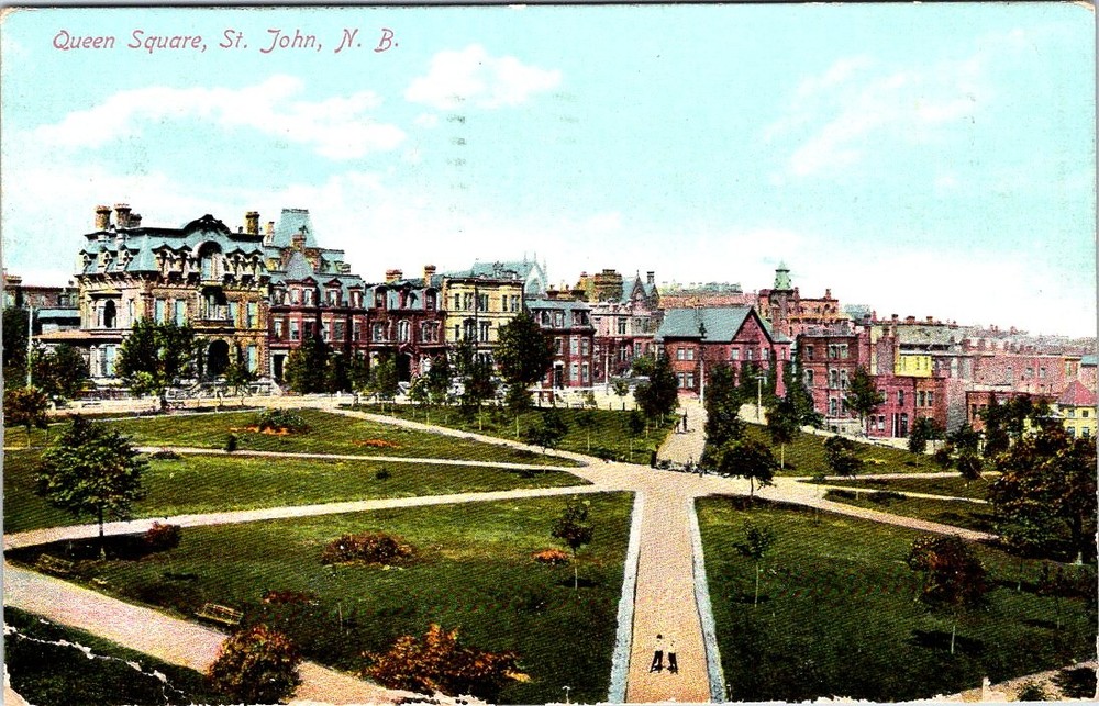 1910, Queen Square, ST. JOHN, New Brunswick, Canada Postcard