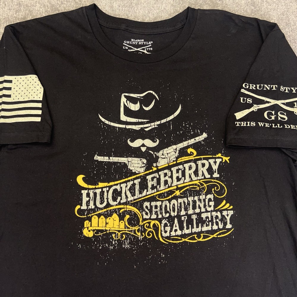 GRUNT STYLE Men's Huckleberry Shooting Gallery T-Shirt Black Graphic Tee Size XL