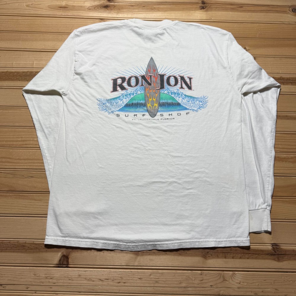 Vintage 90s Ron Jon Surf Shop Lauderdale Florida Beach Long Sleeve Shirt - Large