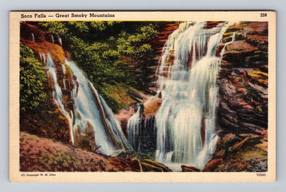 Cherokee Indian Reservation Soco Falls Soco Gap Soco Bald Vintage Postcard