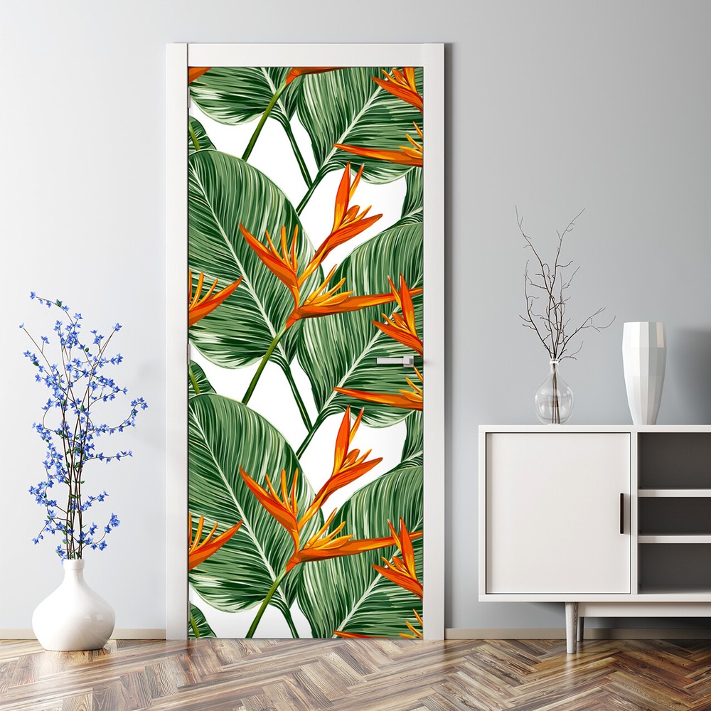 Vintage Floral Jungle Watercolor Removable Self-Adhesive Door Sticker