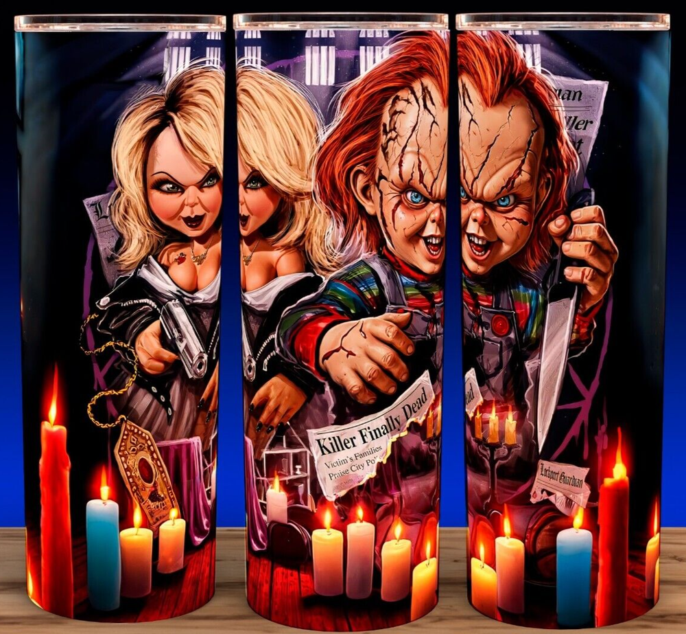 Chucky and Tiffany Bride Horror Halloween Killers Cup Mug Tumbler 20oz