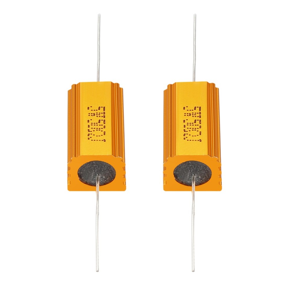 2 Pcs Aluminum Case Resistor, Great for Daily Use (Gold, 5W 50 Ohm)