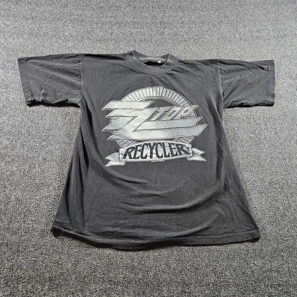 Vintage ZZ Top Recycler World Tour Shirt Mens Medium Black 1991 Concert Tee