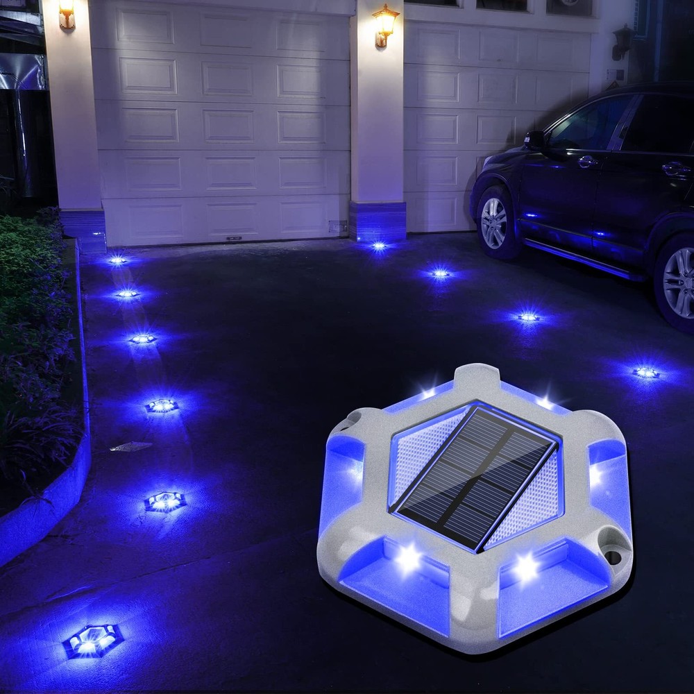 Solar Dock Lights Driveway Deck Lights, 12-Pack Waterproof Outdoor LED Alumin...