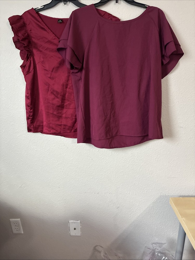 Lot Of 2 Women’s Burgundy Blouses Xl SHEIN & Unbranded