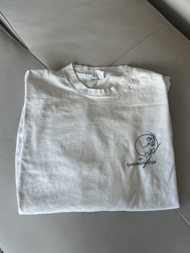 Vintage White Skiing Long Sleeve Breckenridge Colorado 80/90s T Shirt Size XL