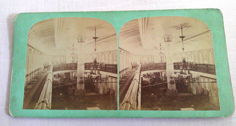 Bristol Steamer Steamboat Interior View Main Saloon Stereoview Stereoscope 1866