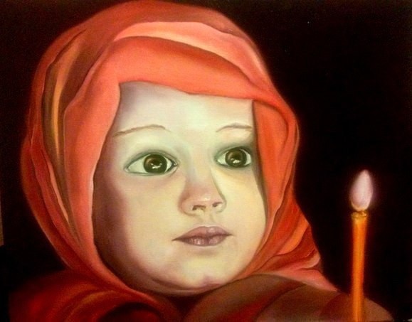 art 507 original painting 40x50 cm oil on canvas portrait girl modern realizm