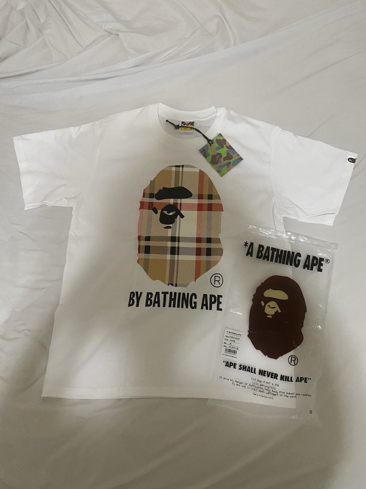 A Bathing Ape BAPE Ape Head Graphic Tee White Men’s L Cotton Crew Neck