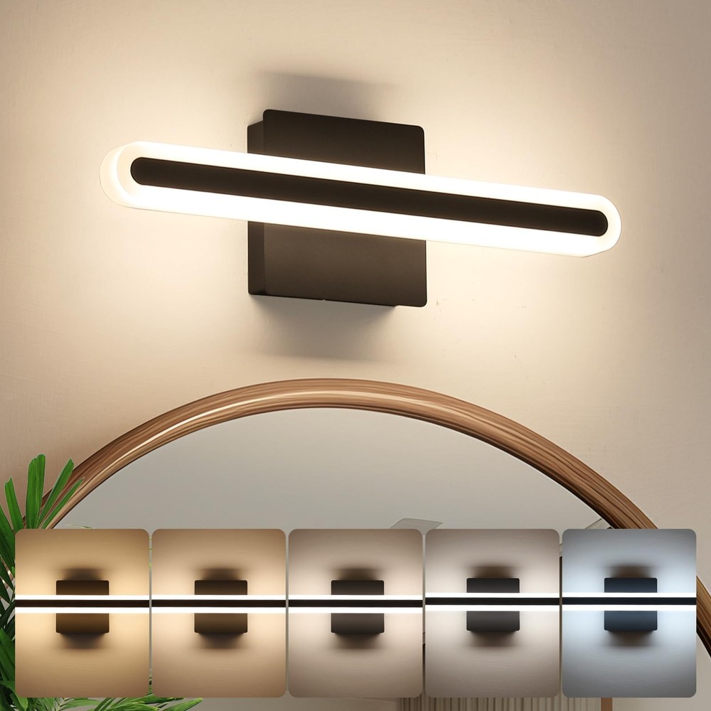 Modern LED Bathroom Vanity Light 5CCT Dimmable Bar Hardwired 15.7Inch 16W