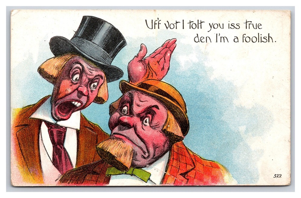 Vintage 1900's Pennsylvania Dutch Cartoon Comic Embossed Postcard