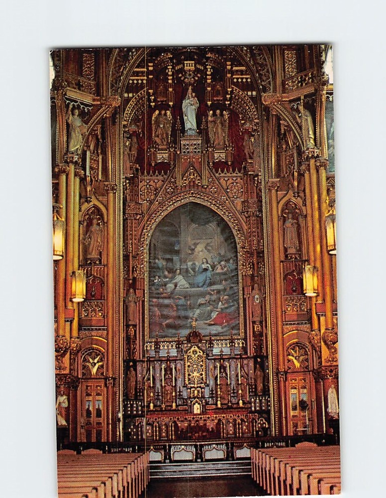 Postcard Main Altar of the Sacred Heart Chapel Notre-Dame Church Montreal Canada