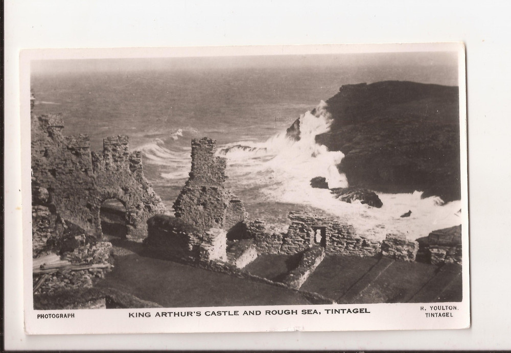 RPPC King Arthur's Castle & Rough Sea Tintagel Real Photos Postcard Unposted