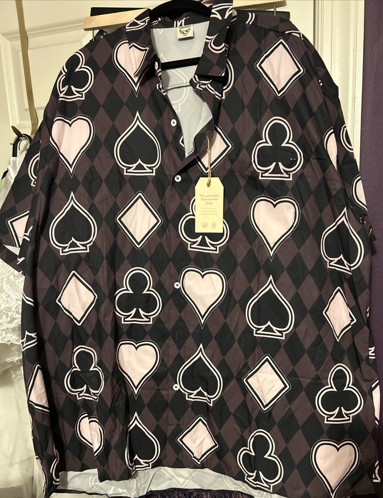 Hardaddy Mens Button Up Shirt 3XL Short Sleeve Black/Brown Graphic Casual