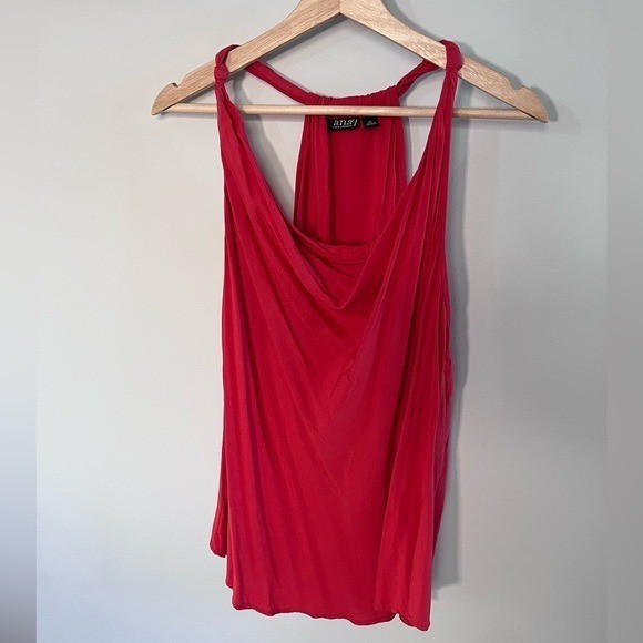 a.n.a Red Cowl Neck Tank Top 2X Sleeveless Draped Camisole Lightweight Flowy