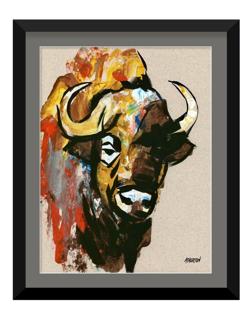 Atherton 11x14 Original Abstract Bison Acrylic Painting 