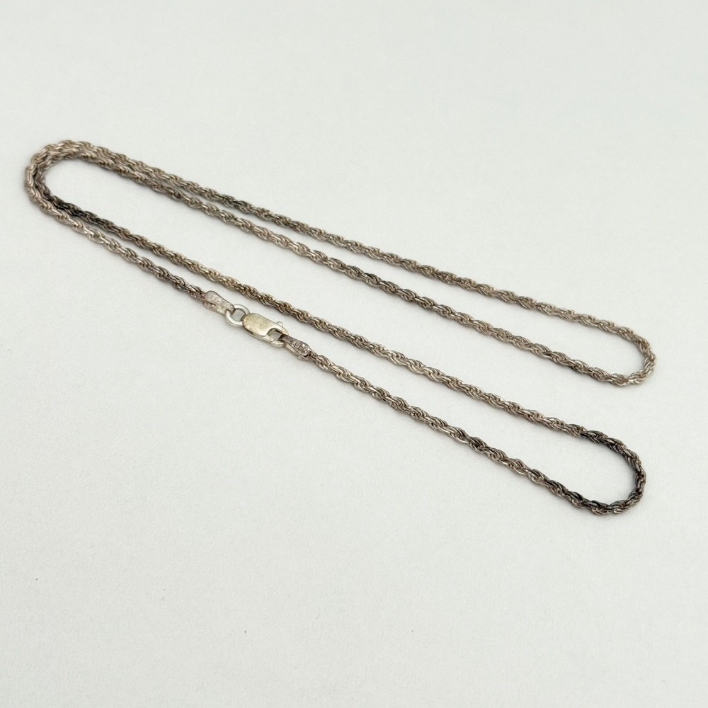 Vintage 925 Italy Sterling Silver Rope Chain Link Necklace 18